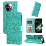For Redmi K80 Ultra Embossed Sunflower Leather Phone Case(Green)