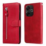 For Redmi 13 4G / Redmi Note 13R Fashion Calf Texture Zipper Leather Phone Case(Red)