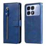 For Redmi K70 Ultra Fashion Calf Texture Zipper Leather Phone Case(Blue)