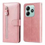 For Redmi Note 14 5G Fashion Calf Texture Zipper Leather Phone Case(Rose Gold)