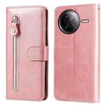 For Redmi K80 Pro Fashion Calf Texture Zipper Leather Phone Case(Rose Gold)
