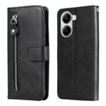 For Redmi Turbo 4 / Xiaomi Poco X7 Pro Fashion Calf Texture Zipper Leather Phone Case(Black)