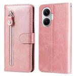 For Redmi Turbo 4 Pro / Xiaomi Poco F7 Fashion Calf Texture Zipper Leather Phone Case(Rose Gold)