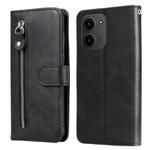 For Redmi 15C 4G 171.5mm / Xiaomi Poco C85 4G Fashion Calf Texture Zipper Leather Phone Case(Black)