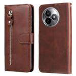 For Redmi K80 Ultra Fashion Calf Texture Zipper Leather Phone Case(Brown)