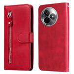 For Redmi K80 Ultra Fashion Calf Texture Zipper Leather Phone Case(Red)