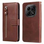 For Redmi Note 15 5G Global 164mm Fashion Calf Texture Zipper Leather Phone Case(Brown)