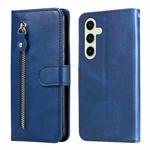 For Samsung Galaxy S24 FE 5G Fashion Calf Texture Zipper Leather Phone Case(Blue)