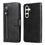 For Samsung Galaxy S24 FE 5G Fashion Calf Texture Zipper Leather Phone Case(Black)