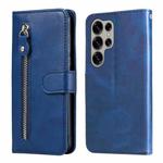For Samsung Galaxy S25 Ultra 5G Fashion Calf Texture Zipper Leather Phone Case(Blue)