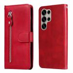 For Samsung Galaxy S25 Ultra 5G Fashion Calf Texture Zipper Leather Phone Case(Red)