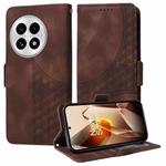 For OnePlus 13 Embossed Rhombus Starry Leather Phone Case(Brown)