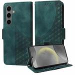 For Samsung Galaxy S25 5G Embossed Rhombus Starry Leather Phone Case(Green)