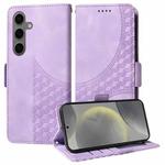 For Samsung Galaxy S25 5G Embossed Rhombus Starry Leather Phone Case(Purple)