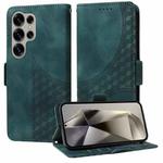 For Samsung Galaxy S25 Ultra 5G Embossed Rhombus Starry Leather Phone Case(Green)