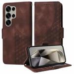 For Samsung Galaxy S25 Ultra 5G Embossed Rhombus Starry Leather Phone Case(Brown)