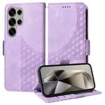 For Samsung Galaxy S25 Ultra 5G Embossed Rhombus Starry Leather Phone Case(Purple)