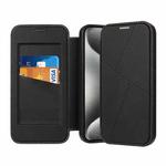 For iPhone 15 Pro Max Magnetic Armor Series RFID Card Slots Leather Phone Case(Black)