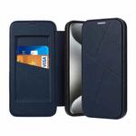 For iPhone 15 Pro Magnetic Armor Series RFID Card Slots Leather Phone Case(Blue)