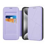 For iPhone 15 Pro Magnetic Armor Series RFID Card Slots Leather Phone Case(Purple)