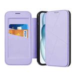 For iPhone 15 Plus / 14 Plus Magnetic Armor Series RFID Card Slots Leather Phone Case(Purple)