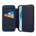 For iPhone 14 Pro Max Magnetic Armor Series RFID Card Slots Leather Phone Case(Blue)