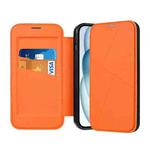 For iPhone 14 Pro Magnetic Armor Series RFID Card Slots Leather Phone Case(Orange)