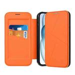 For iPhone 13 Pro Max Magnetic Armor Series RFID Card Slots Leather Phone Case(Orange)