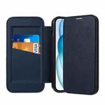 For iPhone 13 Pro Max Magnetic Armor Series RFID Card Slots Leather Phone Case(Blue)