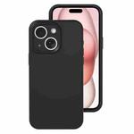 For iPhone 15 Precise Hole Liquid Silicone Jelly Color Full Coverage Phone Case(Black)