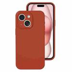 For iPhone 15 Precise Hole Liquid Silicone Jelly Color Full Coverage Phone Case(Caramel Brown)