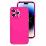 For iPhone 14 Pro Precise Hole Liquid Silicone Jelly Color Full Coverage Phone Case(Brilliant Pink)