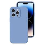 For iPhone 14 Pro Max Precise Hole Liquid Silicone Jelly Color Full Coverage Phone Case(Thin Fog Blue)