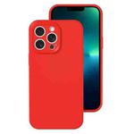 For iPhone 13 Pro Max Precise Hole Liquid Silicone Jelly Color Full Coverage Phone Case(The Chinese Red)