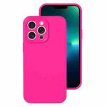 For iPhone 13 Pro Precise Hole Liquid Silicone Jelly Color Full Coverage Phone Case(Brilliant Pink)