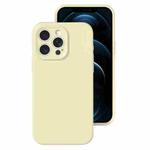 For iPhone 12 Pro Max Precise Hole Liquid Silicone Jelly Color Full Coverage Phone Case(Milk Yellow)