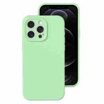 For iPhone 12 Pro Precise Hole Liquid Silicone Jelly Color Full Coverage Phone Case(Mint Green)