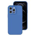 For iPhone 12 Pro Precise Hole Liquid Silicone Jelly Color Full Coverage Phone Case(Navy Blue)