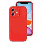 For iPhone 11 Precise Hole Liquid Silicone Jelly Color Full Coverage Phone Case(The Chinese Red)