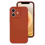 For iPhone 12 Precise Hole Liquid Silicone Jelly Color Full Coverage Phone Case(Caramel Brown)