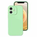 For iPhone 12 Precise Hole Liquid Silicone Jelly Color Full Coverage Phone Case(Mint Green)