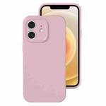 For iPhone 12 Precise Hole Liquid Silicone Jelly Color Full Coverage Phone Case(Sand Pink)