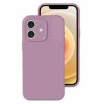 For iPhone 12 Precise Hole Liquid Silicone Jelly Color Full Coverage Phone Case(Blackcurrant Color)