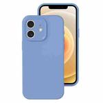 For iPhone 12 Precise Hole Liquid Silicone Jelly Color Full Coverage Phone Case(Thin Fog Blue)