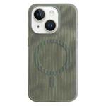 For iPhone 15 Striped Skin Feel Magnetic Magsafe Phone Case(Green)