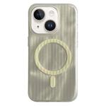 For iPhone 14 Striped Skin Feel Magnetic Magsafe Phone Case(Yellow)