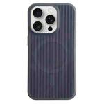 For iPhone 14 Pro Max Striped Skin Feel Magnetic Magsafe Phone Case(Black)