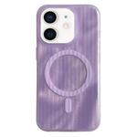 For iPhone 12 Striped Skin Feel Magnetic Magsafe Phone Case(Purple)