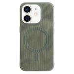 For iPhone 12 Striped Skin Feel Magnetic Magsafe Phone Case(Green)