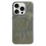 For iPhone 12 Pro Striped Skin Feel Magnetic Magsafe Phone Case(Green)